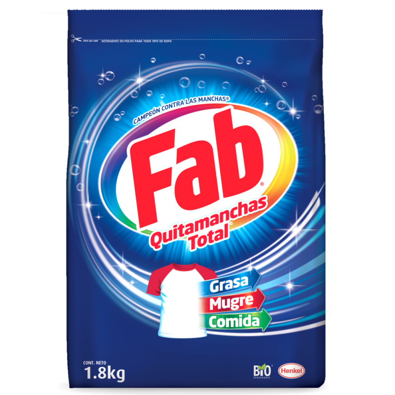 Detergente En Polvo Fab Total1800 GR