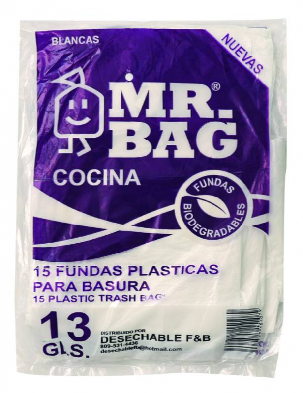 Funda Mr Bag Cocina 13gl Blanco15 UND