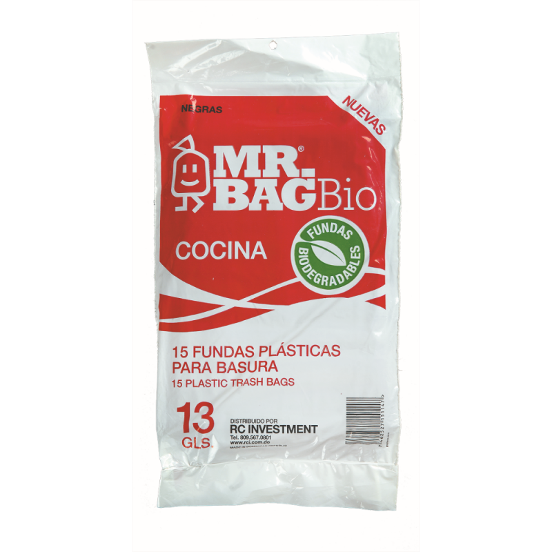 Funda Cocina Mr Bag 13gl Negro15 UND