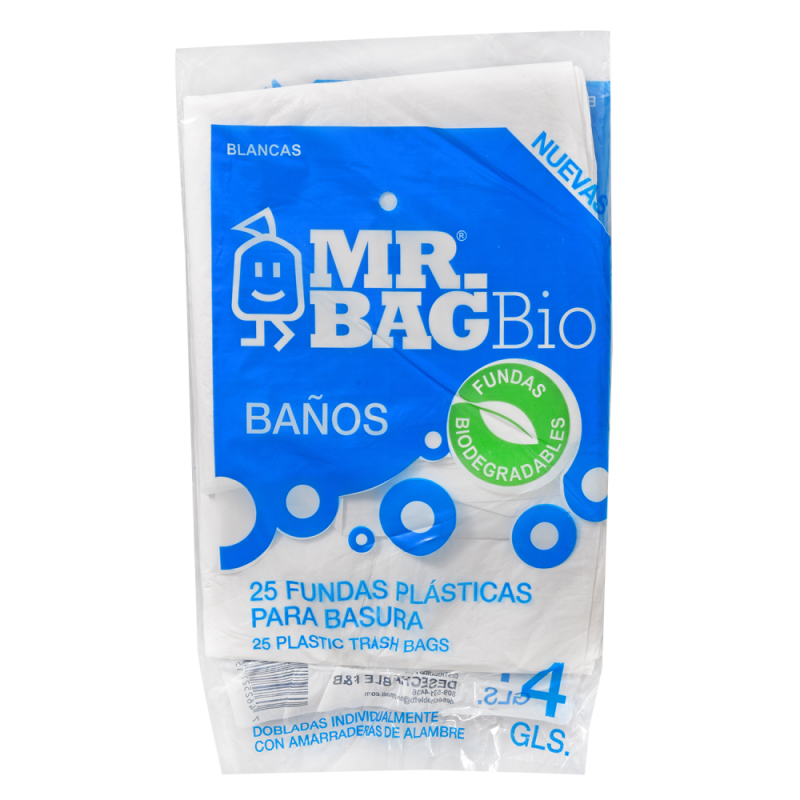 Funda Mr Bag Baño 4gl Blanco25 UND