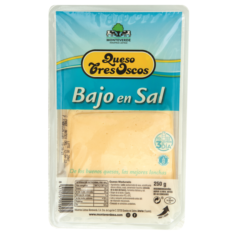 Queso Tres Oscos S/mad B/sal Lonch250 GR