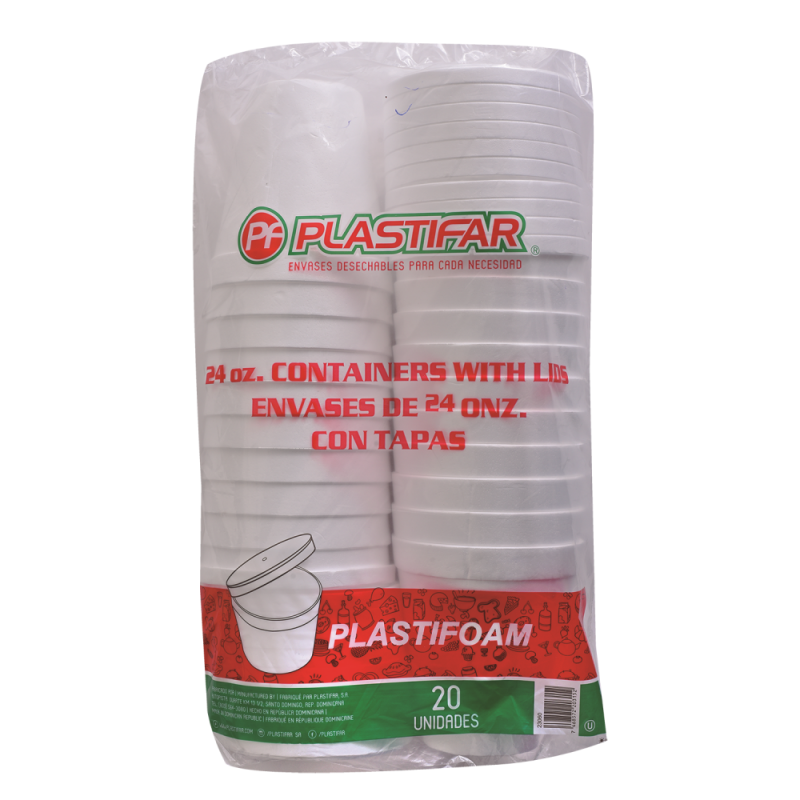 Envases Plastifar Con Tapa 24 Oz20 UND