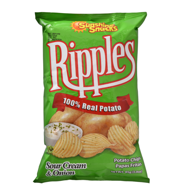 Papitas Sunshine Ripples Crema Agria Y Cebolla85 GR
