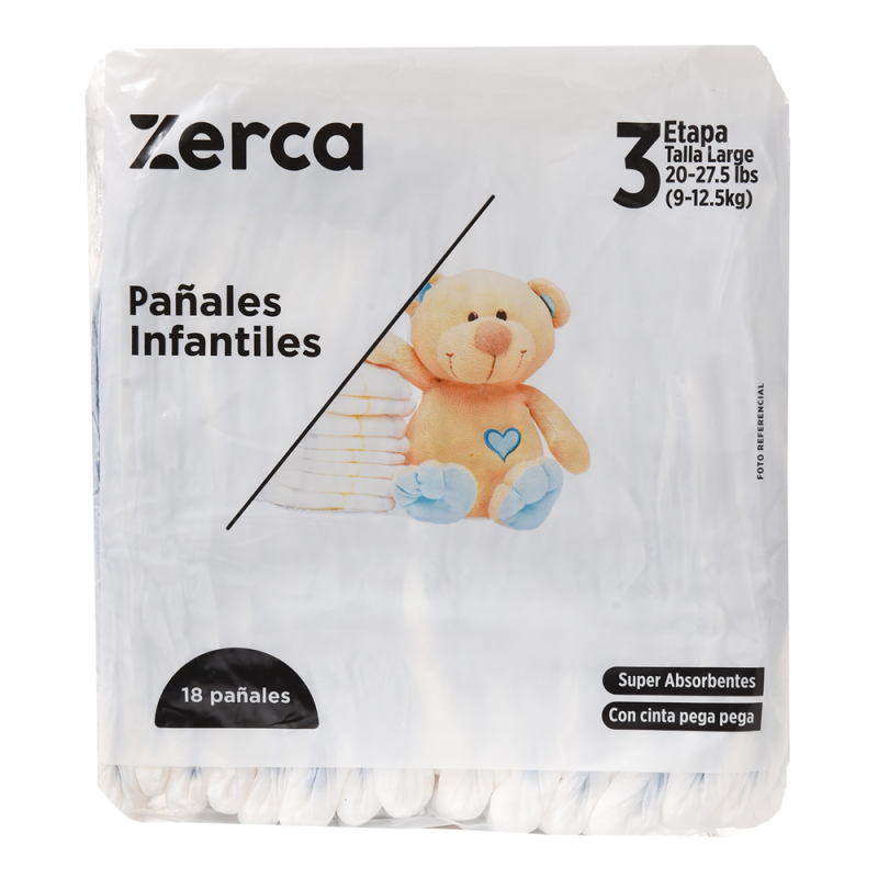 Pañales Desechables Zerca Etapa 3 L18 UND