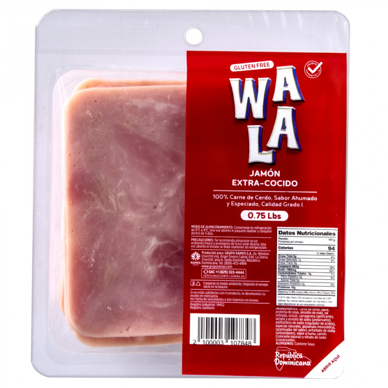 Jamón Wala Extra Cocido0.75 LB