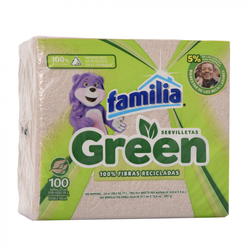 Servilletas Cuadrada Familia Green100 UND