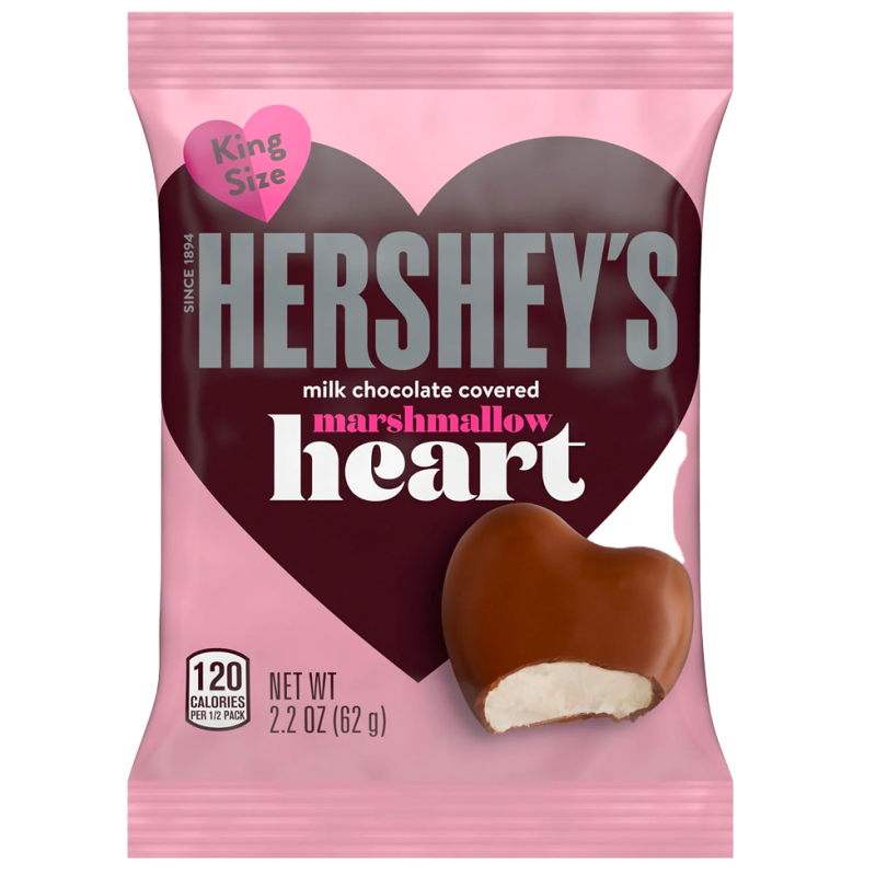 Chocolate Hersheys Choco Cover Marsh Heart2.2 OZ