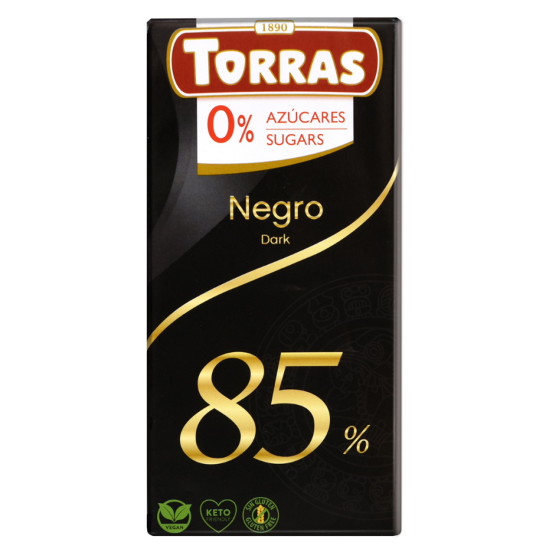 Barra De Chocolate Torras Sin Azucar Clasico Negro 85%75 GR