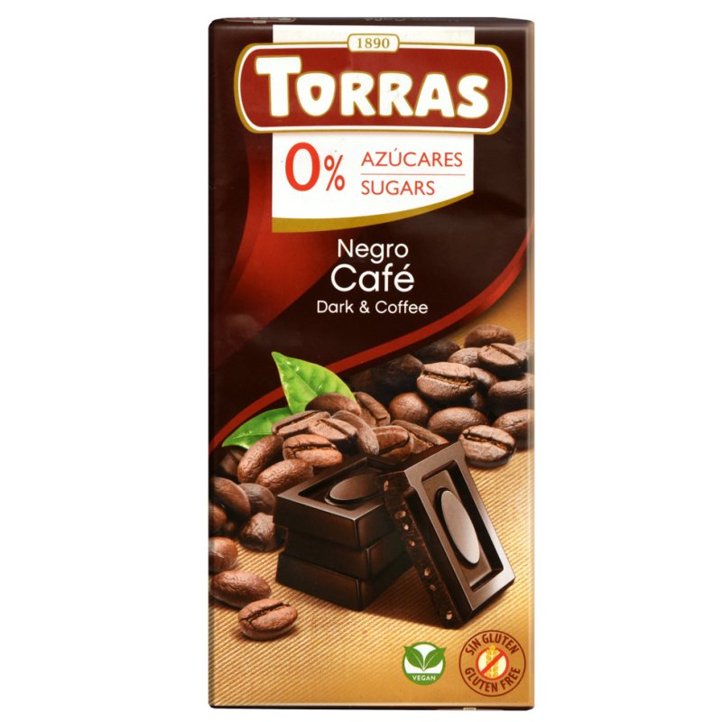 Barra De Chocolate Torras Sin Azucar Negro Y Cafe75 GR