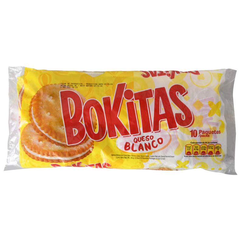 Galletas Rellenas De Queso Blanco Bokitas10 UND