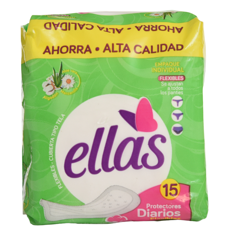 Protectores Diarios Anatómicos Ellas15 UND
