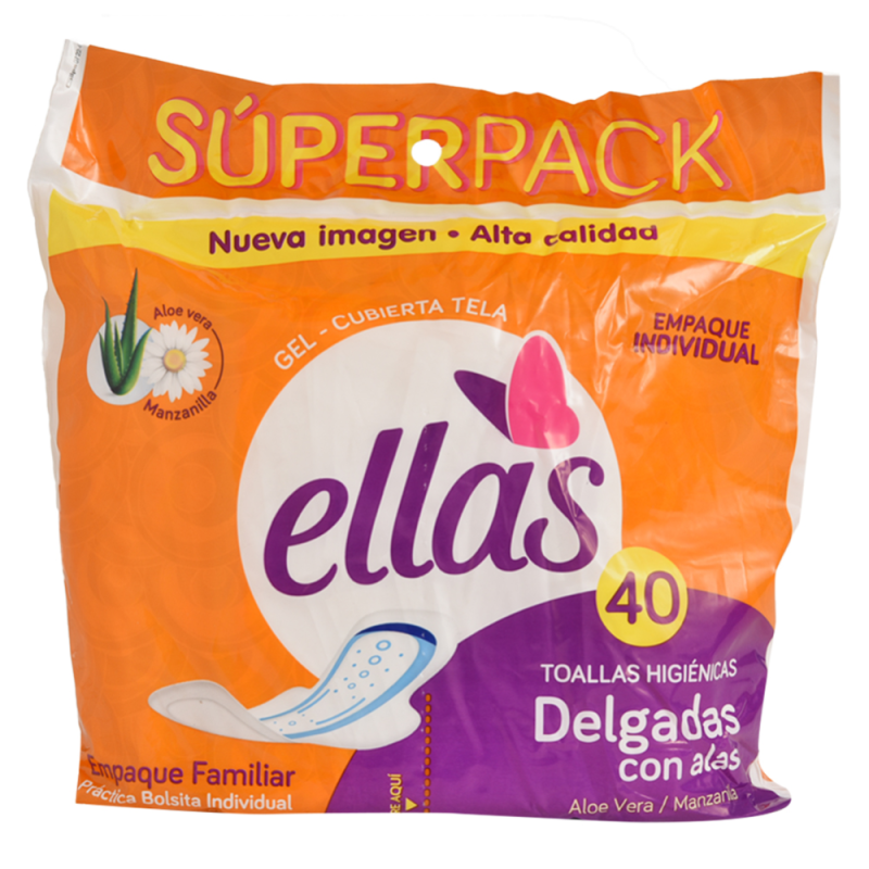 Toallas Higiénicas Delgadas Ellas40 UND