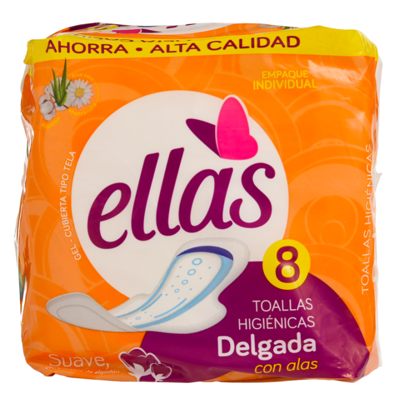 Toallas Higiénicas Delgadas Ellas8 UND