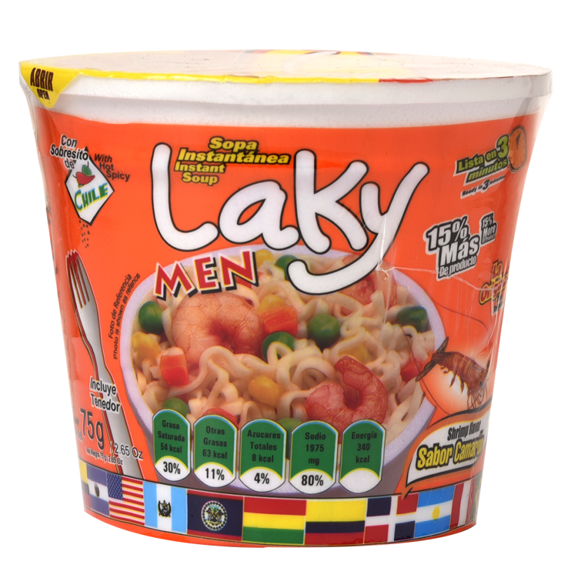 Sopa En Vaso Laky Men Sabor Camaron75 GR
