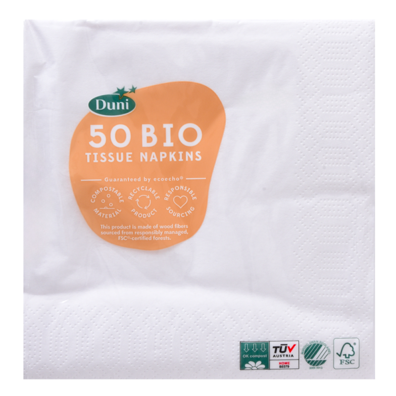 Servilletas Duni 3ply 33x33 White50 UND