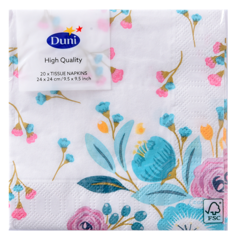 Servilletas Duni 3ply 24x24 Blossoms20 UND
