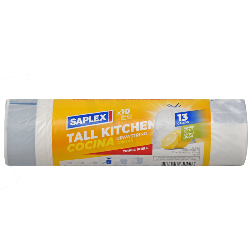 Funda Saplex Cocina 13gal Con Cinta10 UND