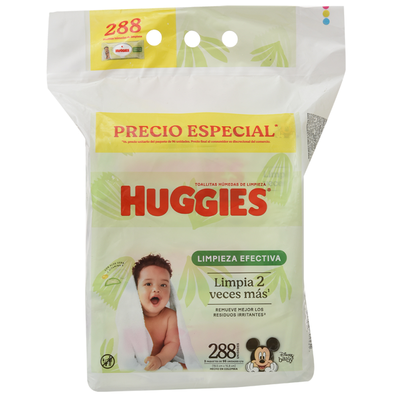 Toallitas Humedas Huggies Limpieza Efectiva288 UND