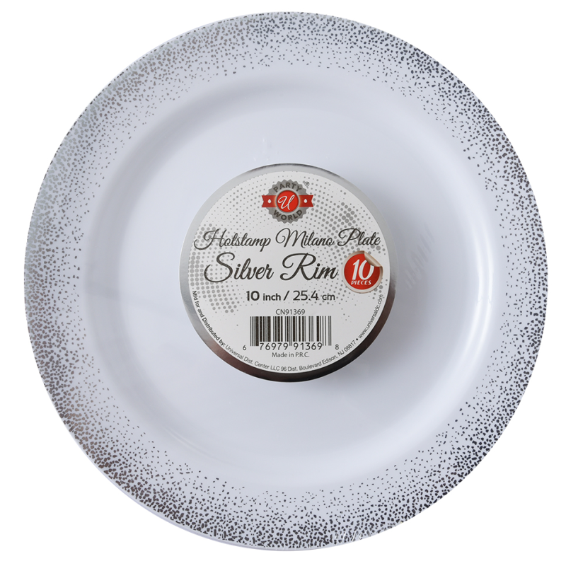 Plato Decorado Hatstamp Silver Rim10 UND