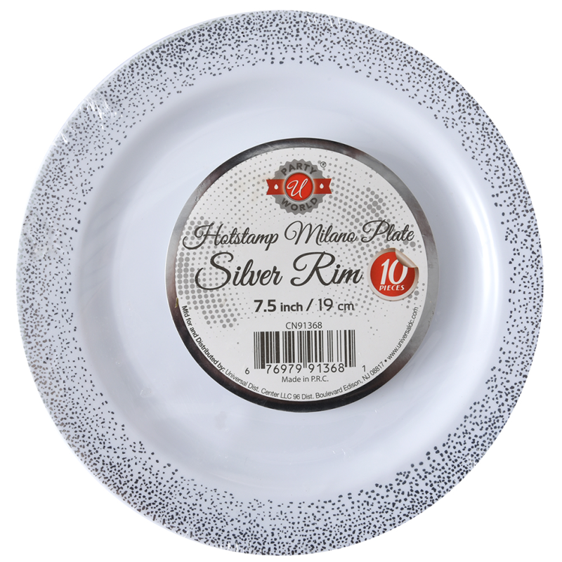 Plato Decorado Hatstamp Silver Rim 7.5 Pulgadas10 UND