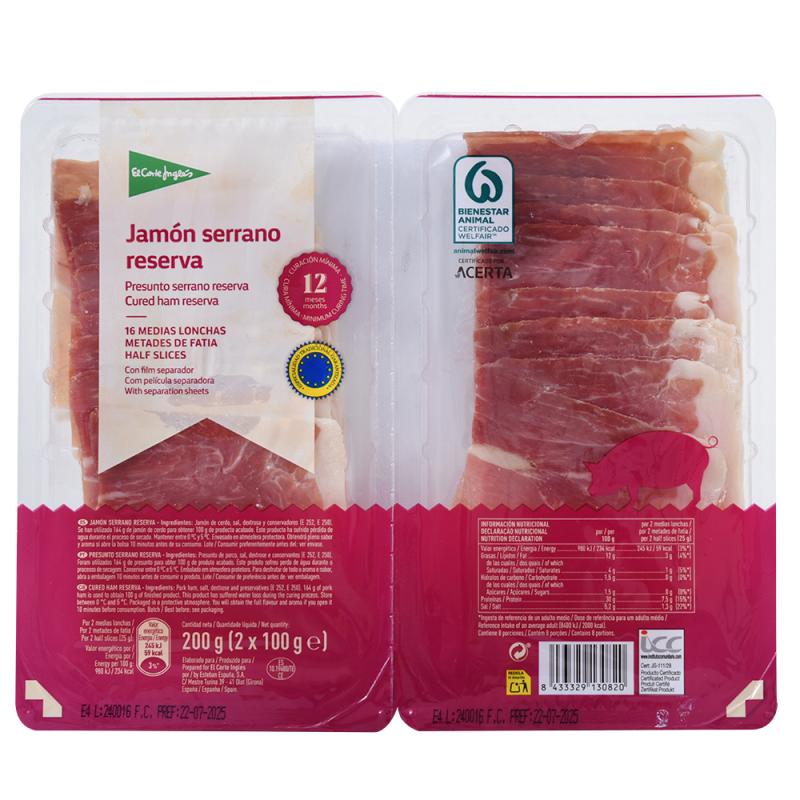 Jamon Serrano El Cortes Ingles200 GR