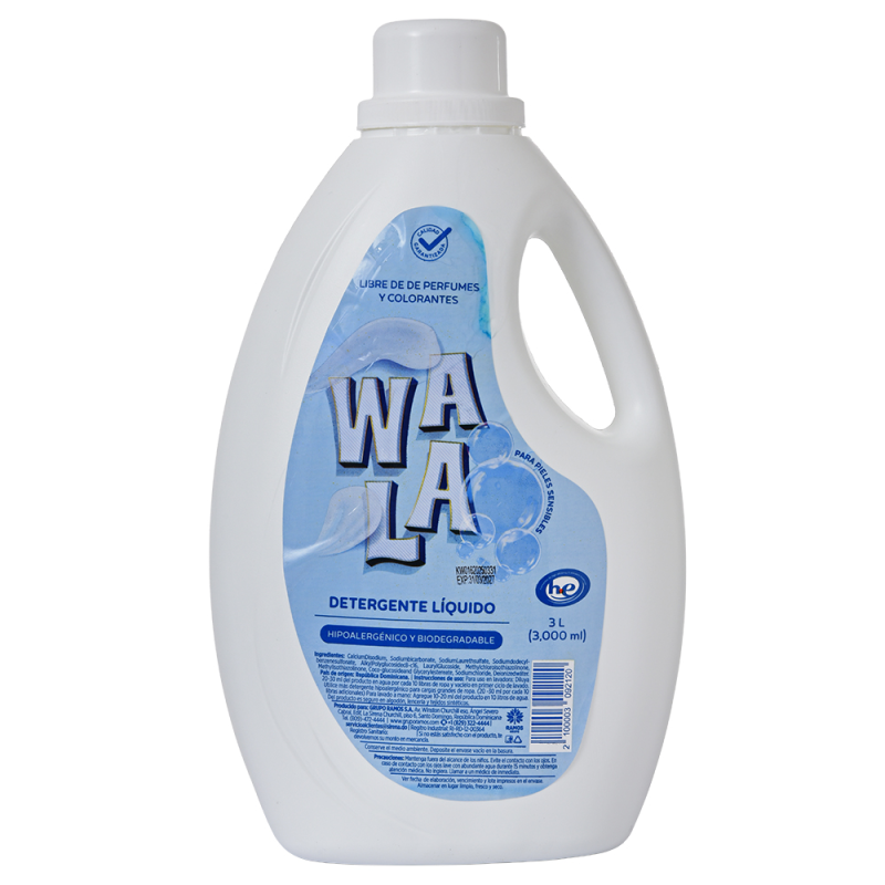 Detergente Liquido Wala Free & Clear3 LT