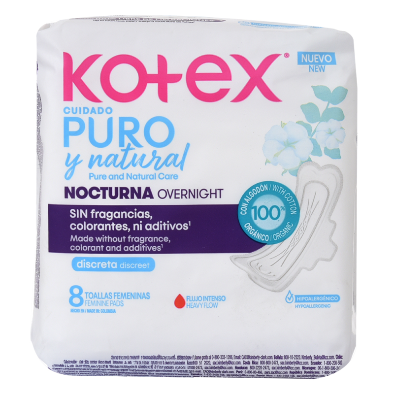 Toallas Sanitarias Puro Kotex Noct8 UND