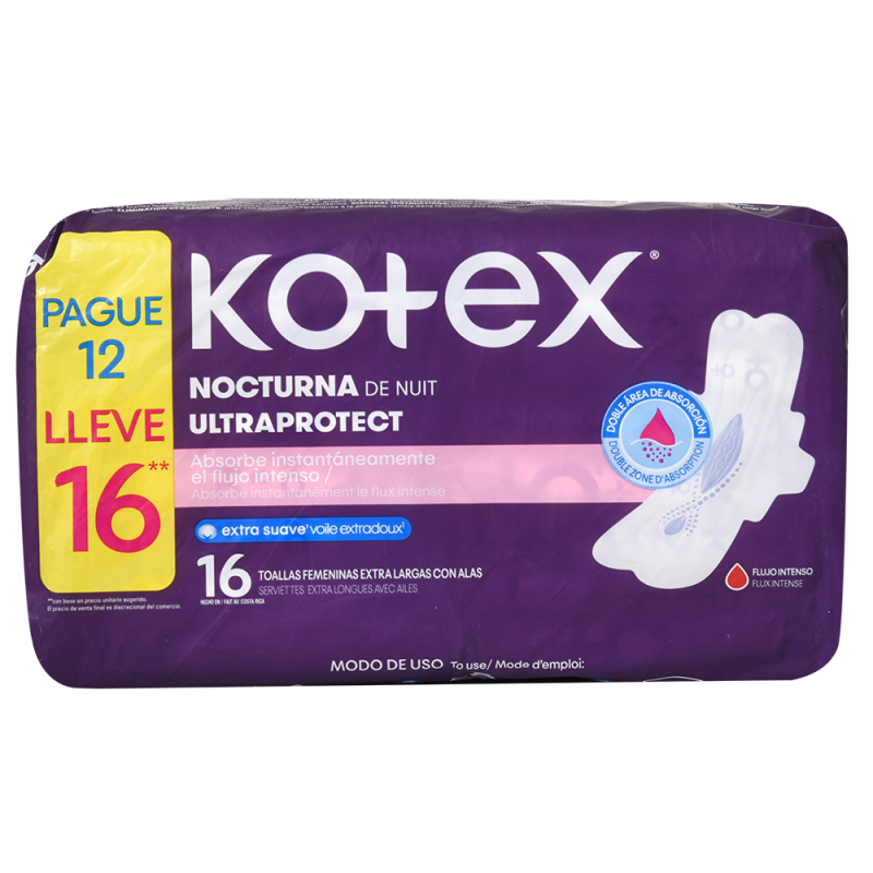 Toallas Sanitarias Kotex Nocturnas16 UND