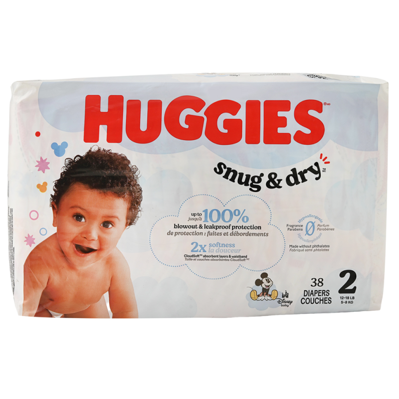 Pañal Huggies Snug&dry Etapa 2 Jumbo38 UND