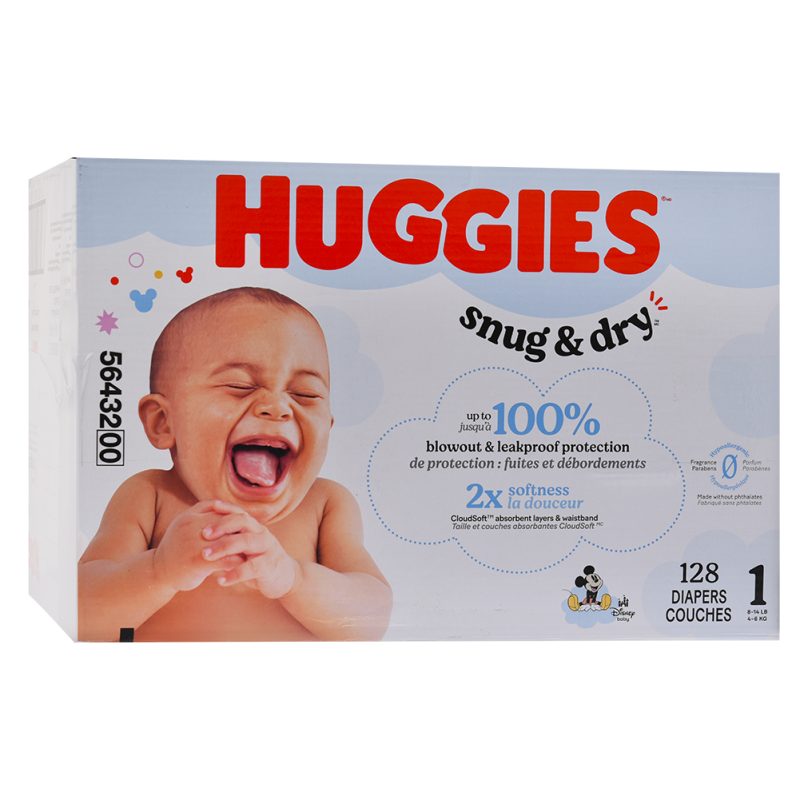 Pañal Huggies Snug&dry Etapa 1 Giga128 UND