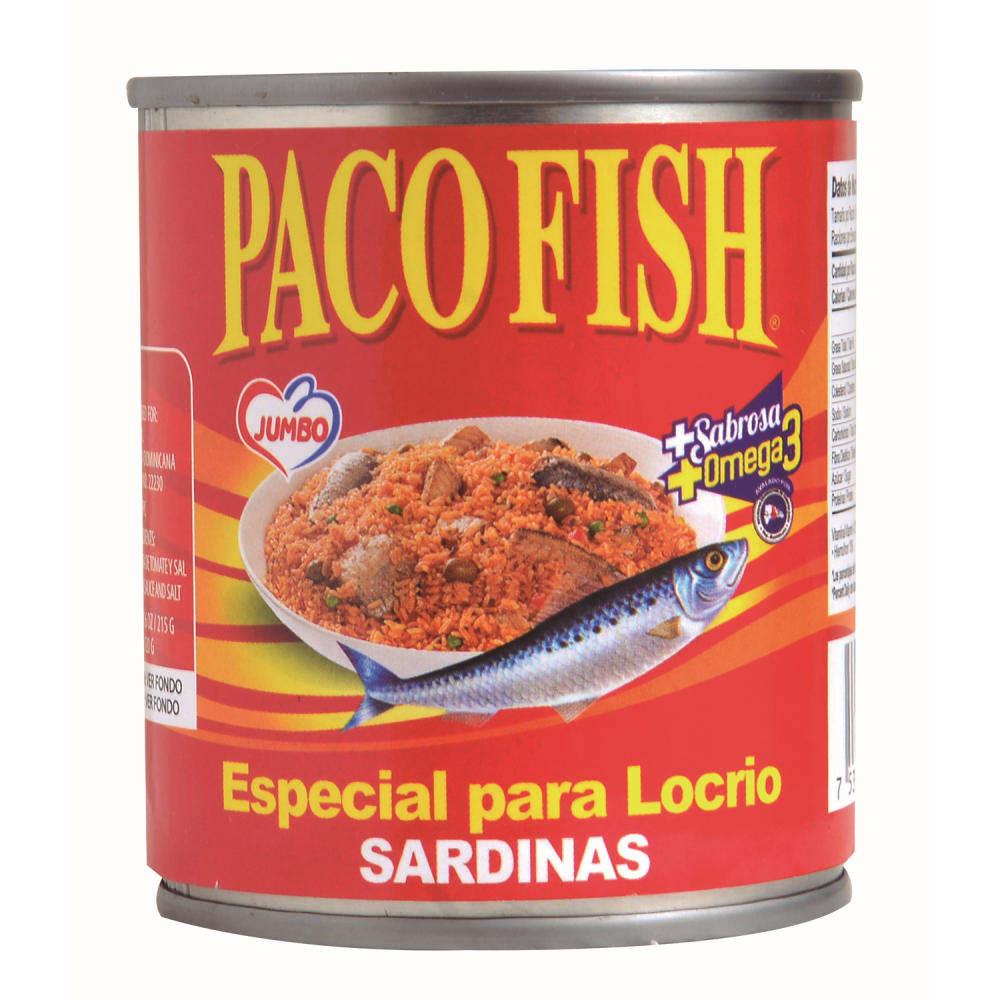 Sardina Paco Fish Esp Locrio 215 GR - Precio en RD | SupermercadosRD